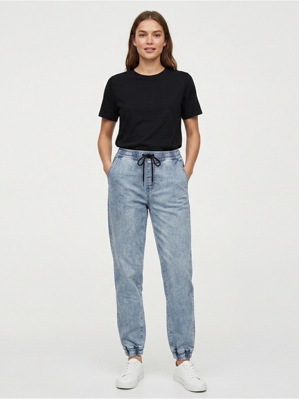 Lira Light-Wash Denim Jean Joggers